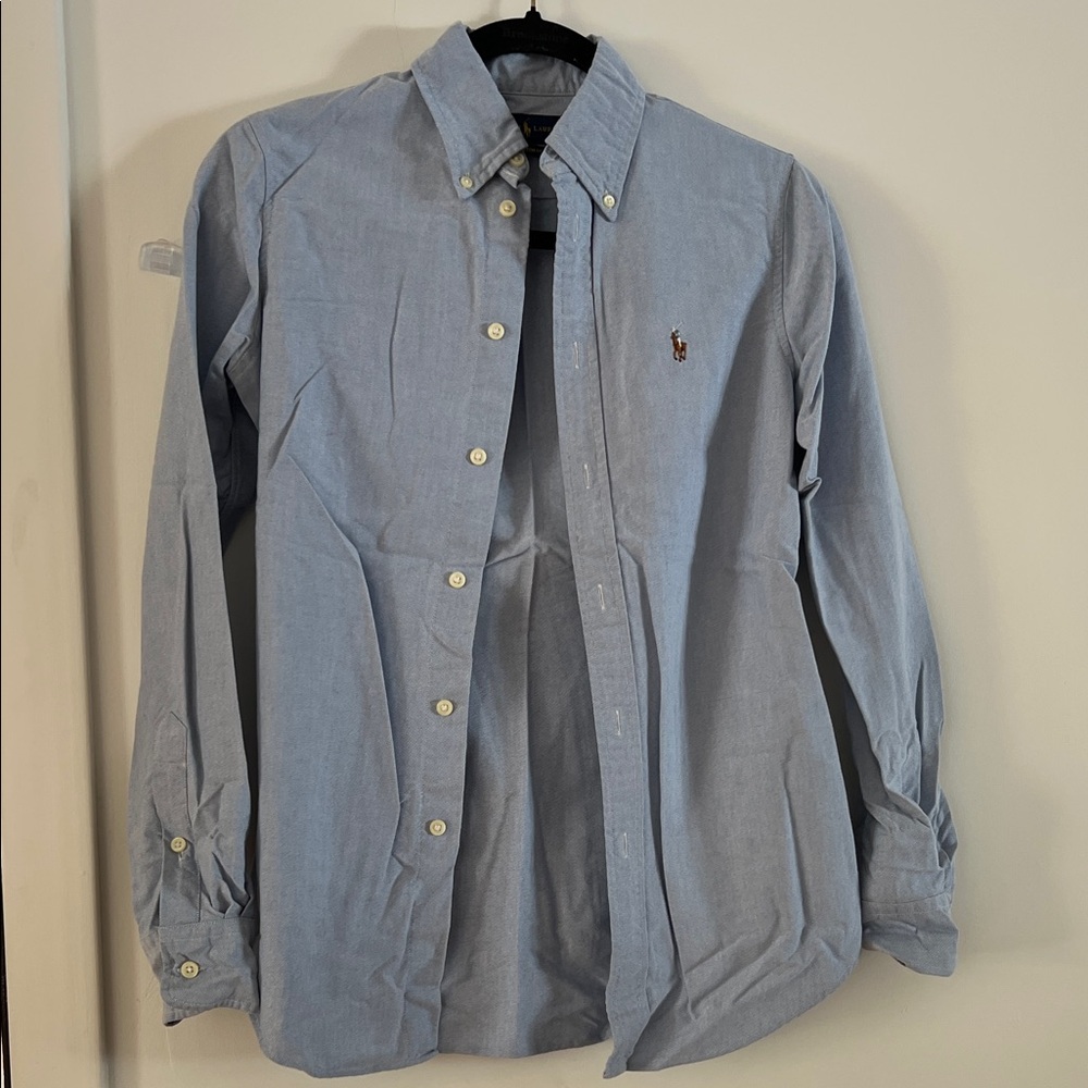 Ralph Lauren Light Blue Custlm fit women’s button down Shirt size XS